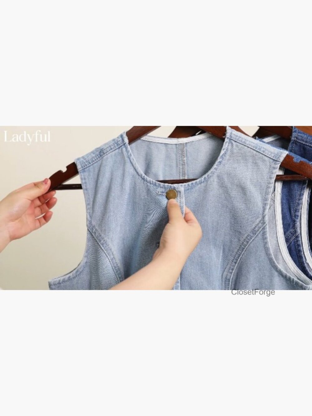 Sleeveless Denim Vest Top Button Down Western Waistcoat - Picture 7 of 7